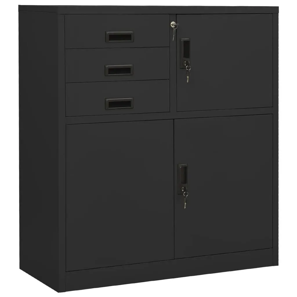 Office Cabinet Anthracite 35.4x15.7x40.2 Steel Storage Furniture
