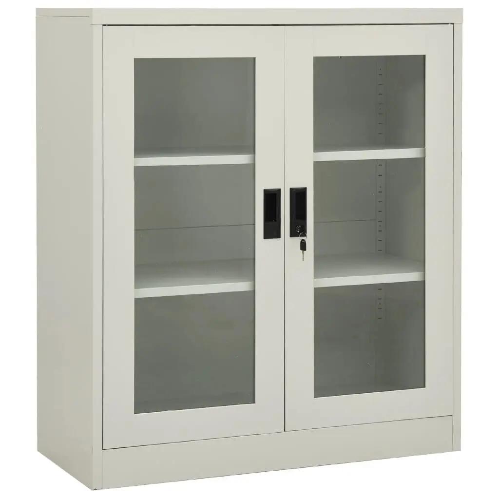 Office Cabinet Light Gray 35.4x15.7x41.3 Inches Steel Storage Furniture