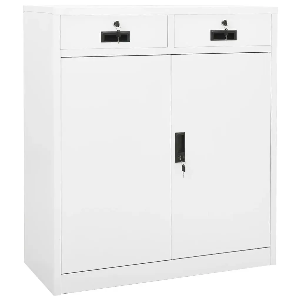 Office Cabinet White 35.4x15.7x40.2 Inches Steel Filing Cabinet