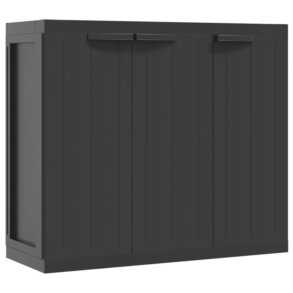 Outdoor Storage Cabinet Black 38.2x14.6x33.5 Inches PP Plastic Garden Organizer