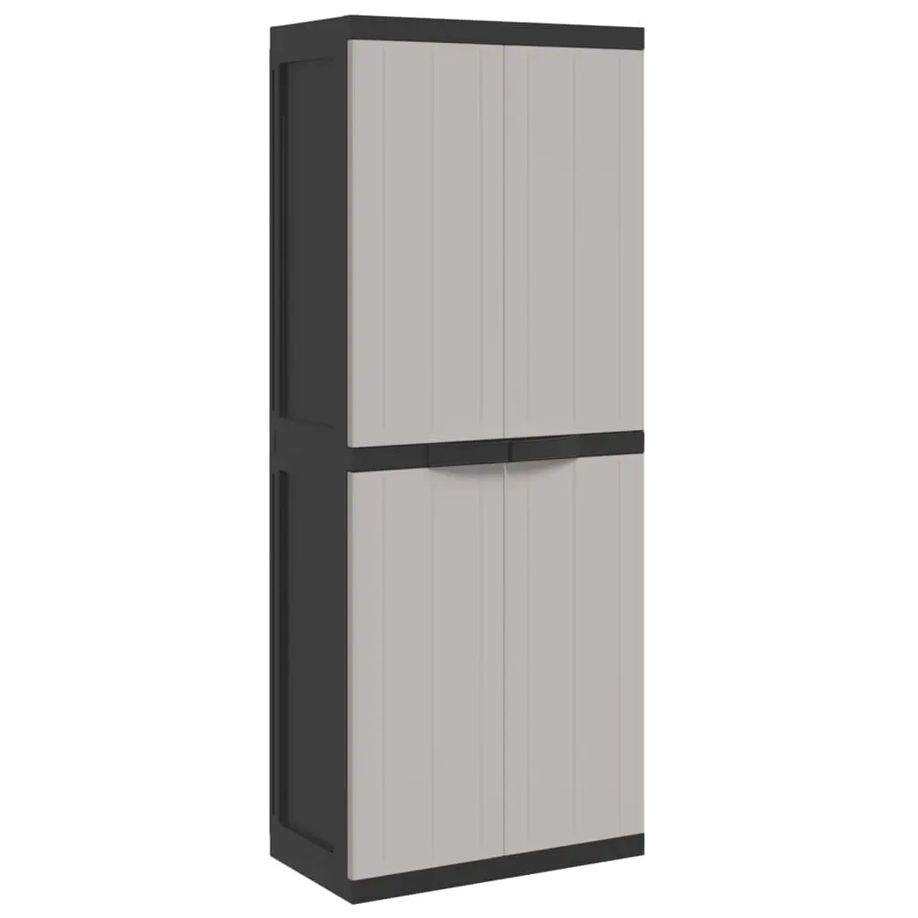 Outdoor Storage Cabinet Gray and Black 25.6x14.6x65 Inches PP