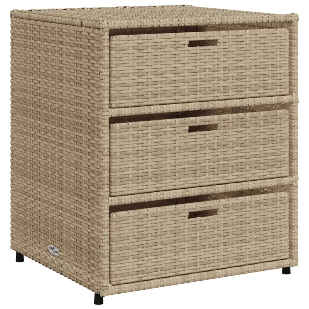 Patio Storage Cabinet Beige 21.7x23.2x27.2 Inches Poly Rattan Organizer