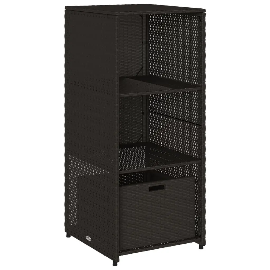 Patio Storage Cabinet Black 19.7x21.7x45.3 Inches Poly Rattan Outdoor Furniture