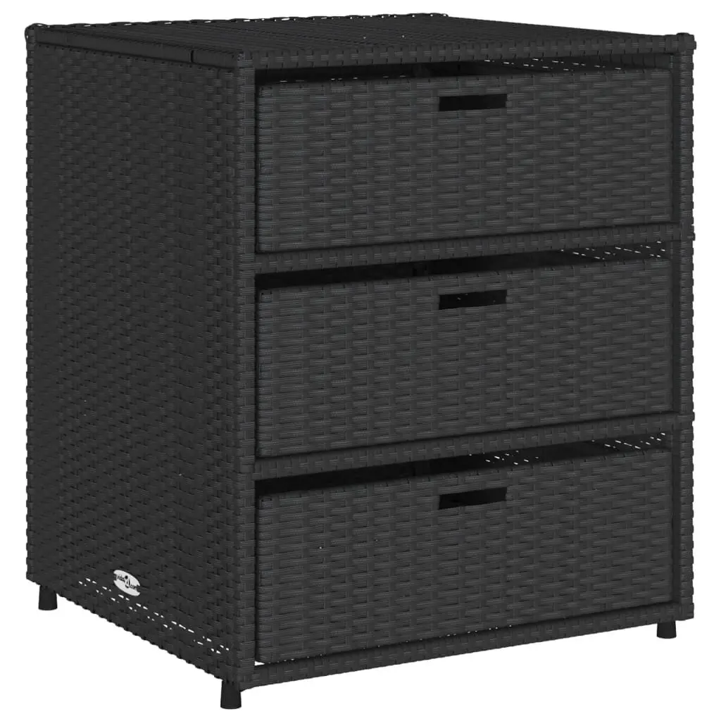 Patio Storage Cabinet Black 21.7x23.2x27.2 Poly Rattan Outdoor Organizer