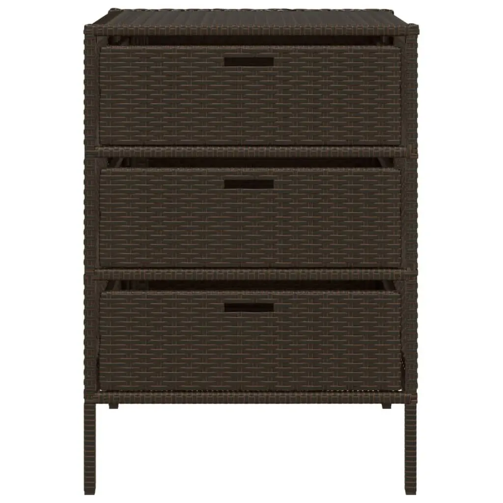 Patio Storage Cabinet Brown 21.7x23.2x31.5 Inches Poly Rattan Outdoor Organizer