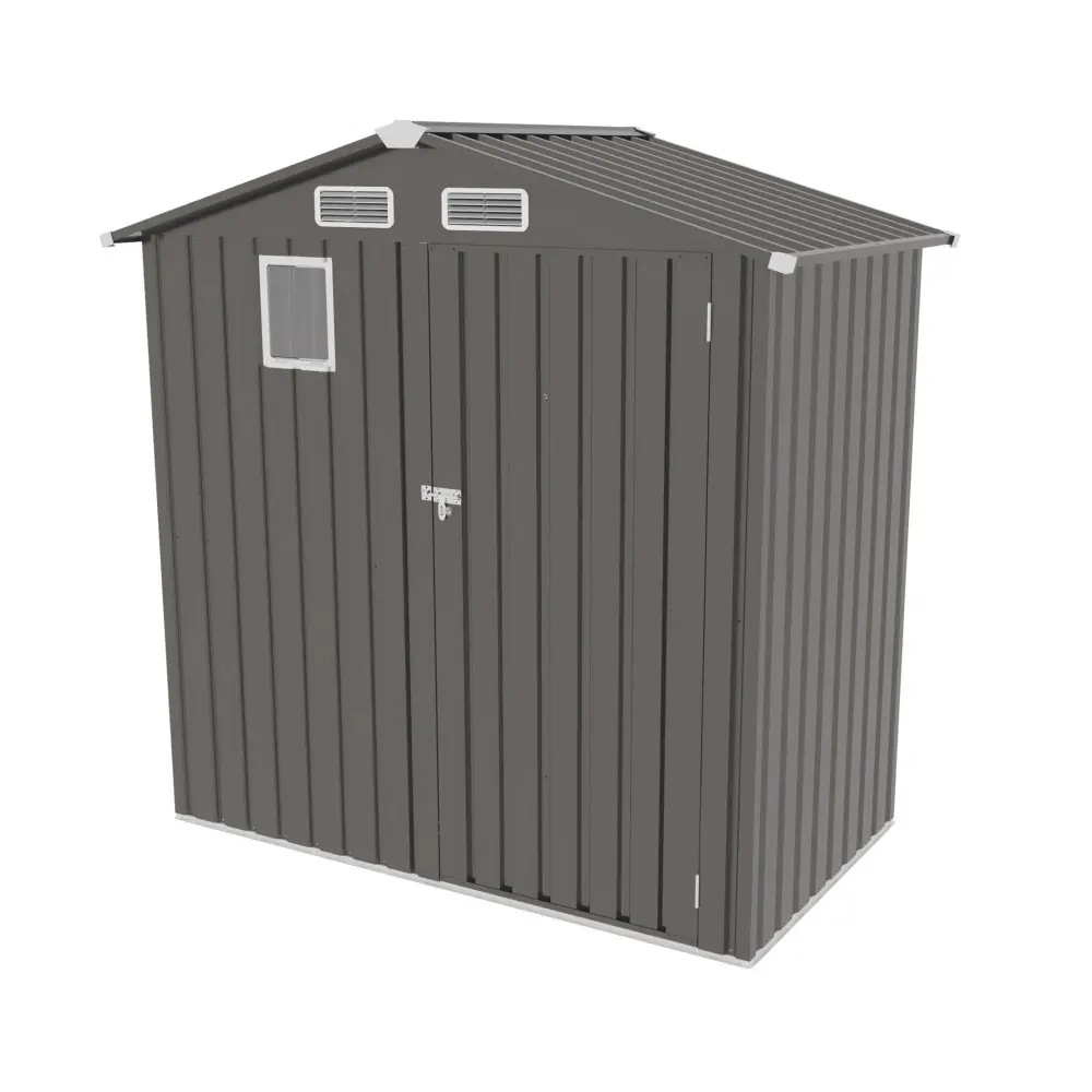 Compact Outdoor Storage Shed Peaked Roof And Lockable Door - Gray