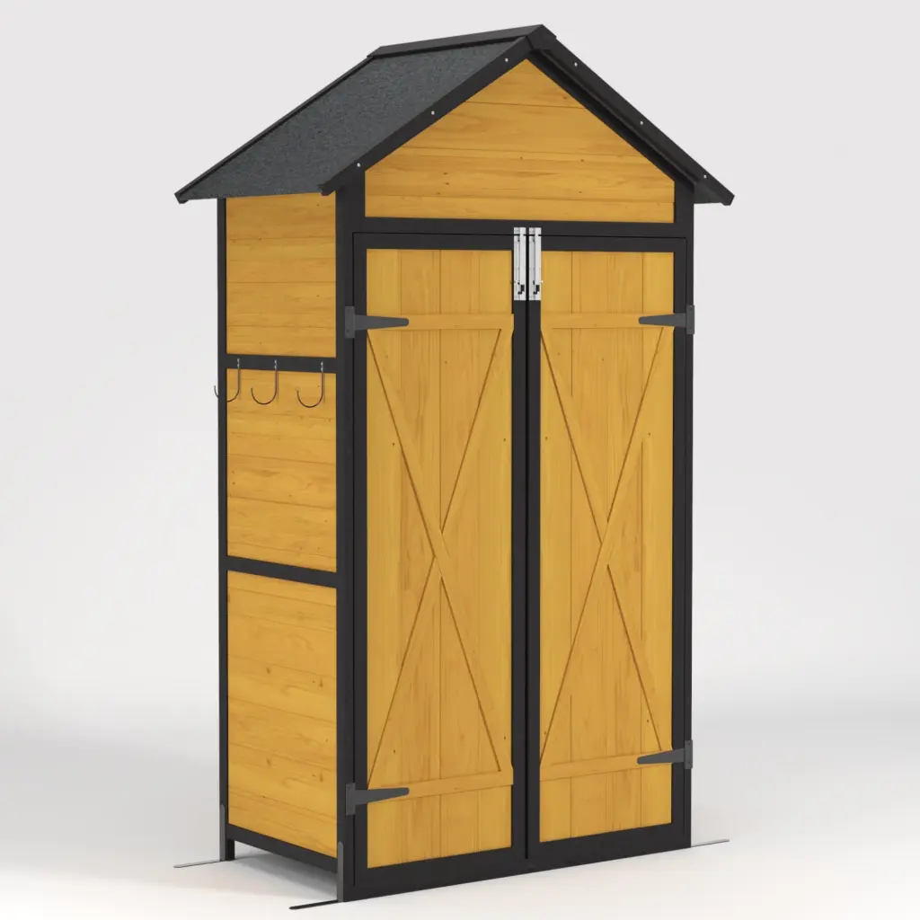 Outdoor Storage Cabinet Weatherproof Timber Storage Shed Water Resistant Garden Shed meknow