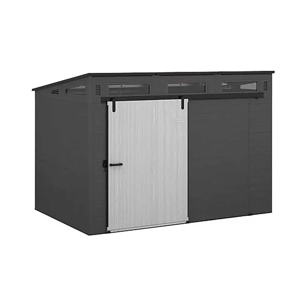 Modernist Resin Garden Shed Sliding Door, 10' 9-1/2'' x 7' 3-1/2'' x 7' 5-1/2''