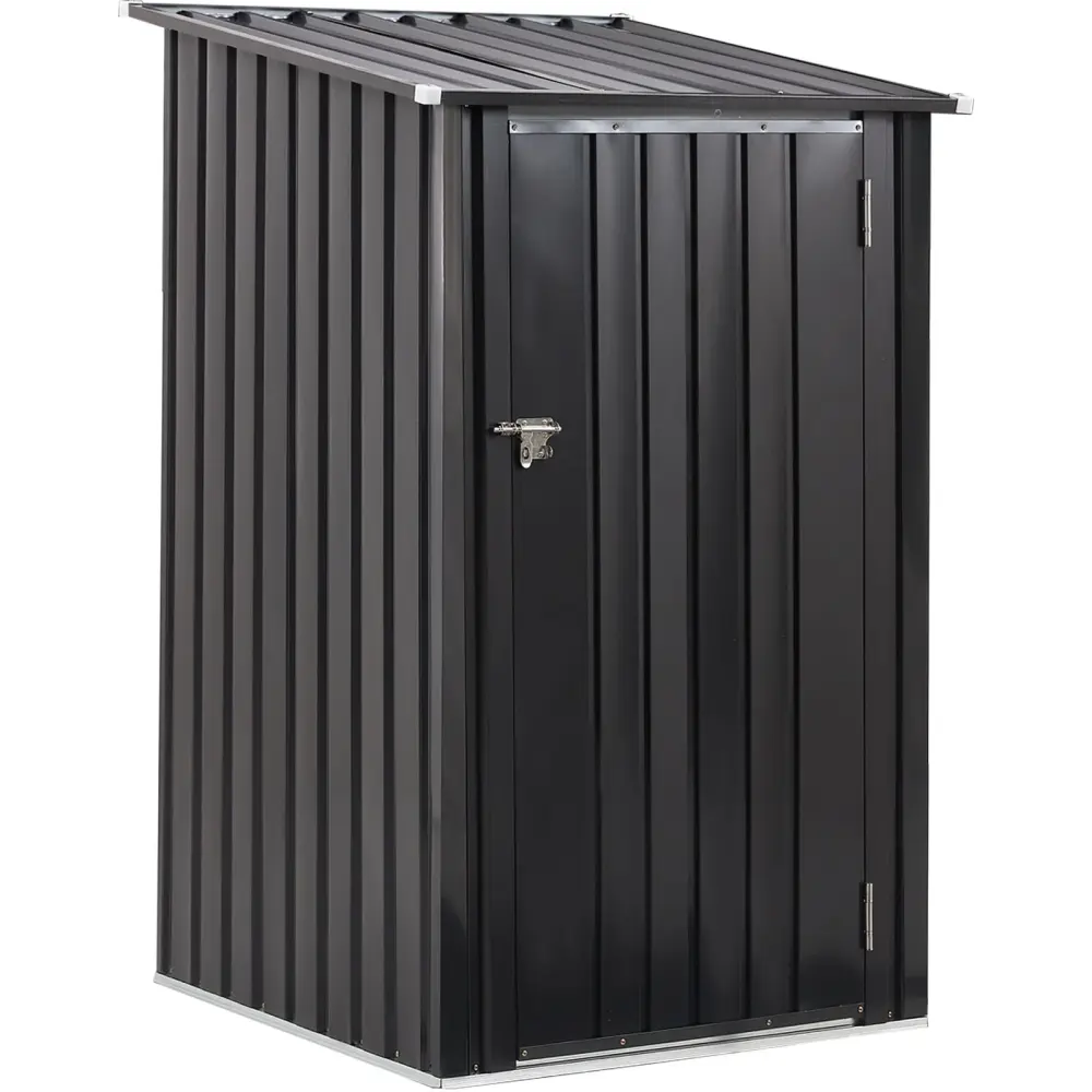 Outdoor Storage Shed, Metallic Steel Garden Shed Single Lockable Door, Small Shed Outdoor Steel Utility Tool Shed Backyard...