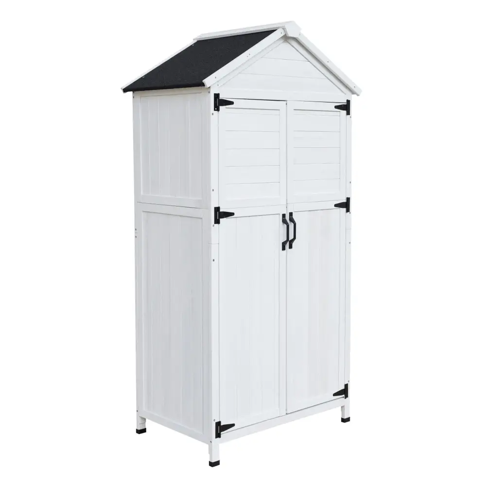 Storage Shed Double Doors Outdoor Garden Tool Organization - Alabaster