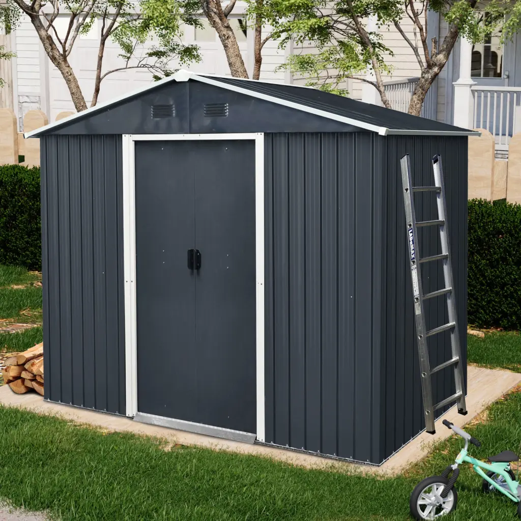 8Ft X 4Ft Outdoor Metallic Storage Shed Sliding Door and Foundation w-540 wwc