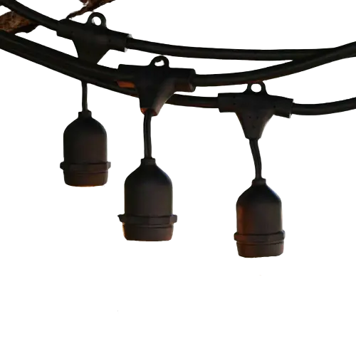Suspended Socket E26 String Lights - 48ft stringer (Pack 2, 96ft Total)
