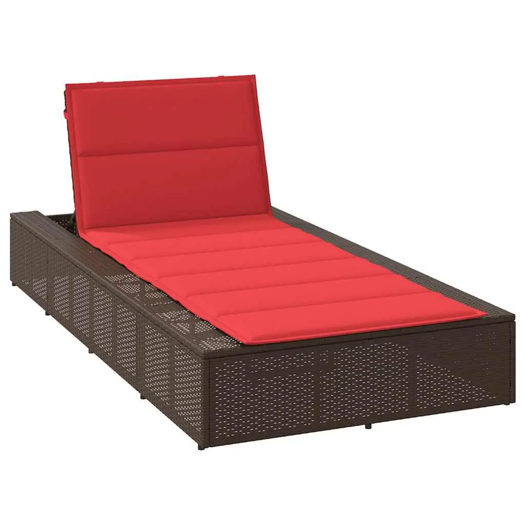 Sunbed Floating Cushion Brown Poly Rattan Outdoor Lounge Furniture