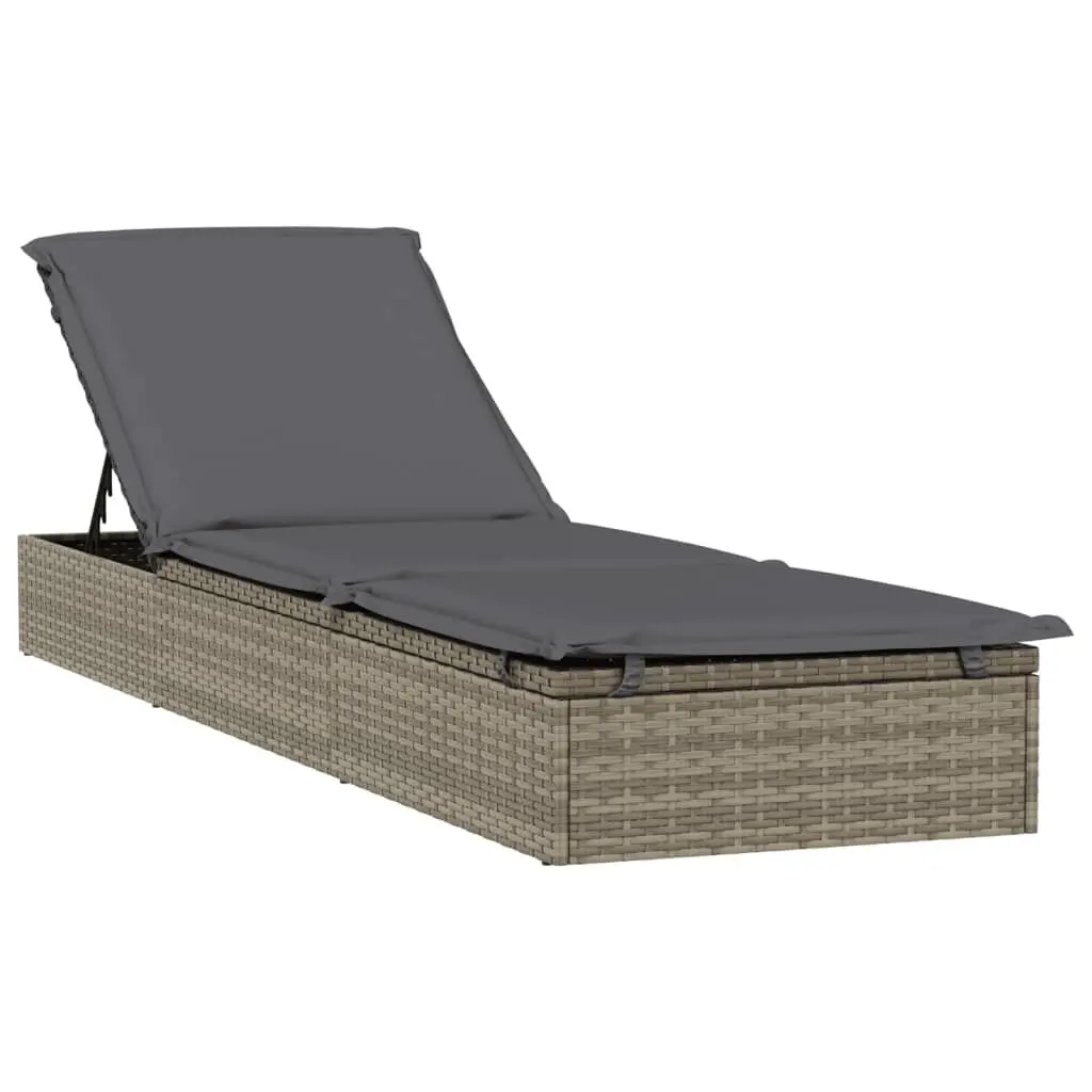 Sunbed Cushion Gray 79.1x21.7x24.4 Inches Poly Rattan Outdoor Lounge Chair