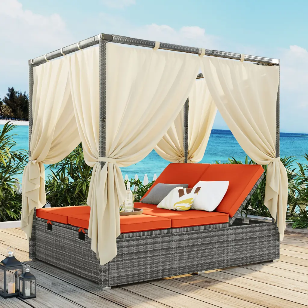 Customizable Sun Bed Drape High Comfort 3 Colors Orange HDPE u_style