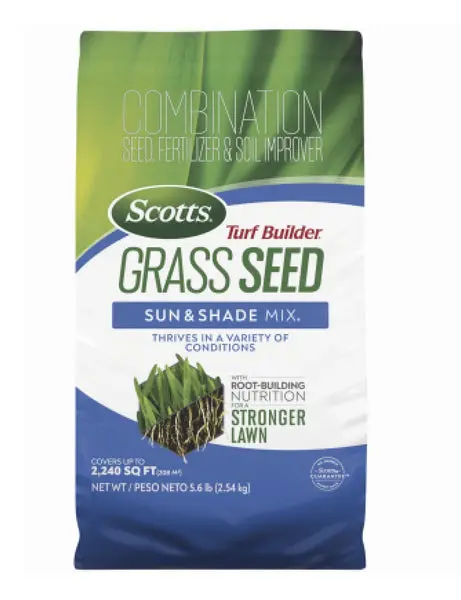 Scotts 18055 Turf Builder Grass Seed Sun & Shade Mix 5.6-Lbs Large Area Coverage