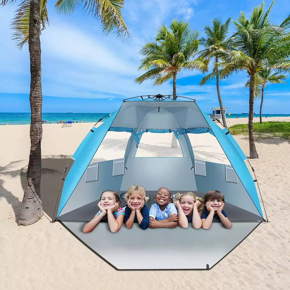 YYAo Large Sun Umbrella Fiberglass Pole and Oxford Cloth Canopy Beach and Outdoor Use