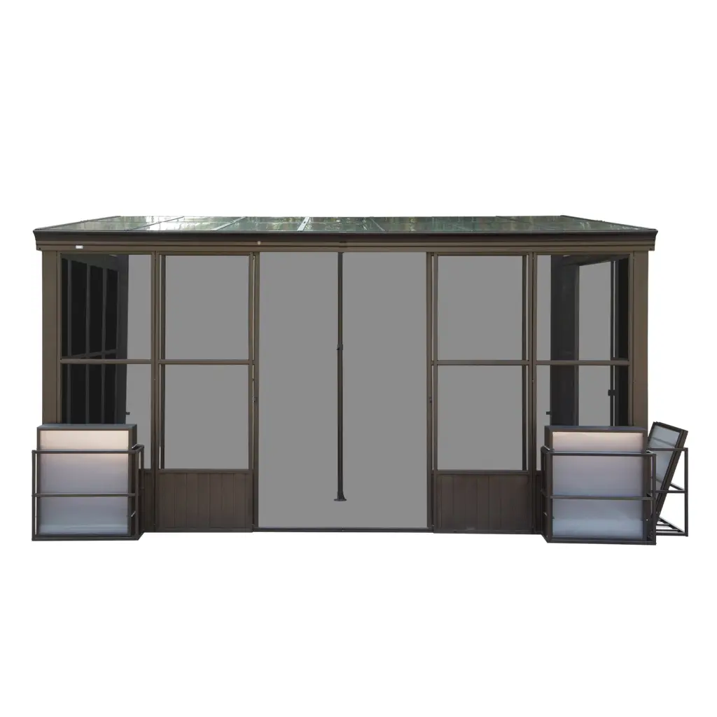 10X14Ft All Season Sunroom Outdoor Permanent Wall Mounted Solarium Galvanized Frame crefise patio life