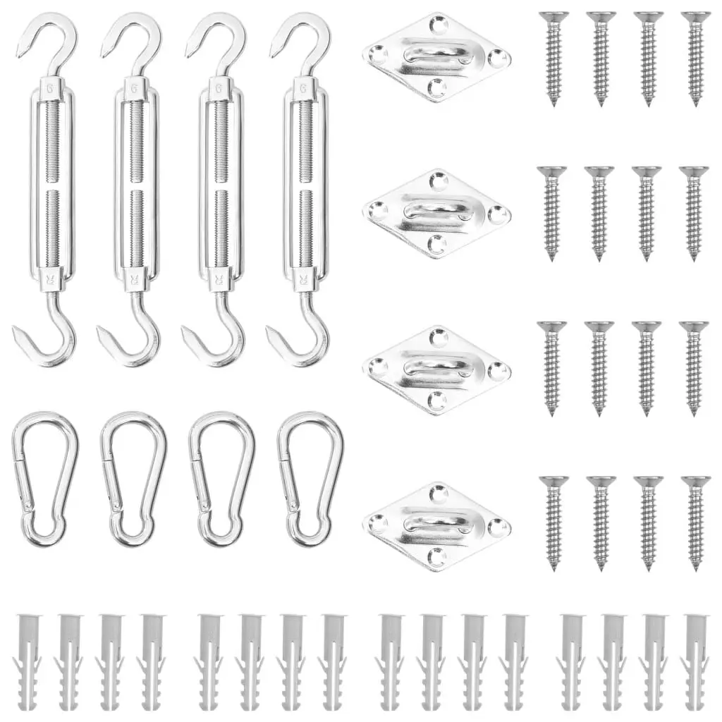 12 Piece Sunshade Sail Accessory Set Stainless Steel - Durable Shade Solution