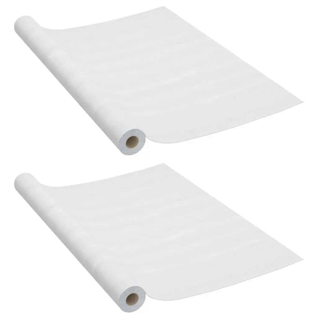 Self-adhesive Furniture Films 2 pcs White Wood 196.9x35.4 Inch PVC Pair