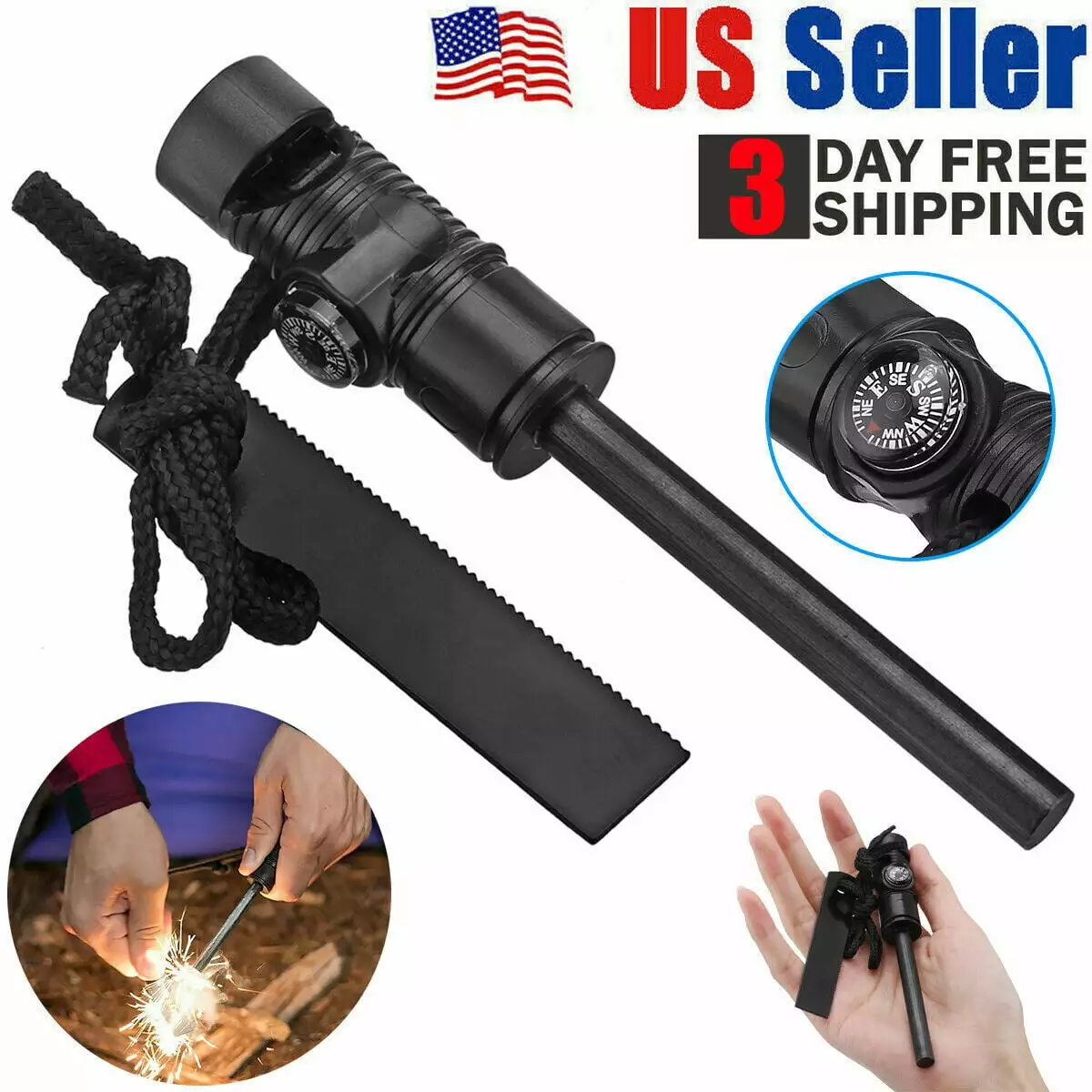 MDHAND Outdoor Survival Camping Emergency Fire Starter Magnesium Survival Tool