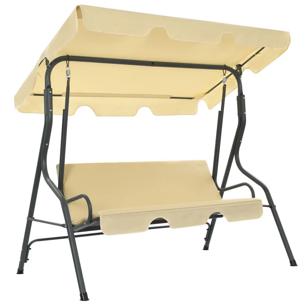 Garden Swing Bench Cream White 66.9x43.3x60.2 Inches Outdoor Seating