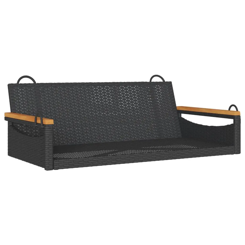 Swing Bench Black 42.9x24.4x15.7 Inches Poly Rattan Outdoor Furniture