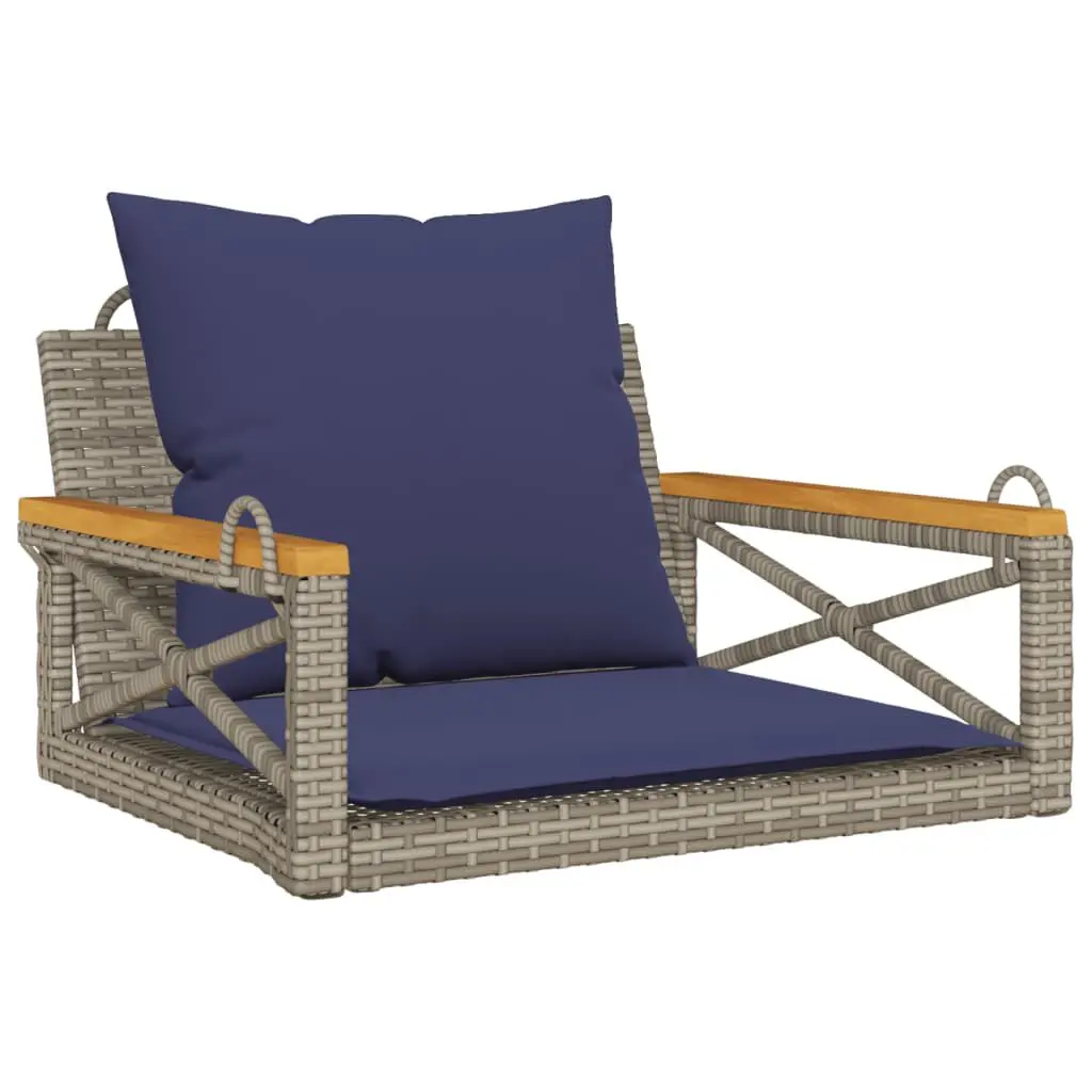Swing Bench Cushions Gray 24.8x24.4x15.7 Inches Poly Rattan Outdoor Hanging Seat