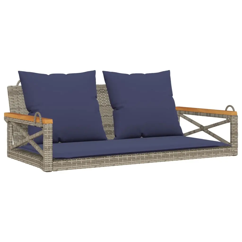 Swing Bench Cushions Gray 42.9x24.4x15.7 Inches Poly Rattan Outdoor Hanging Seat