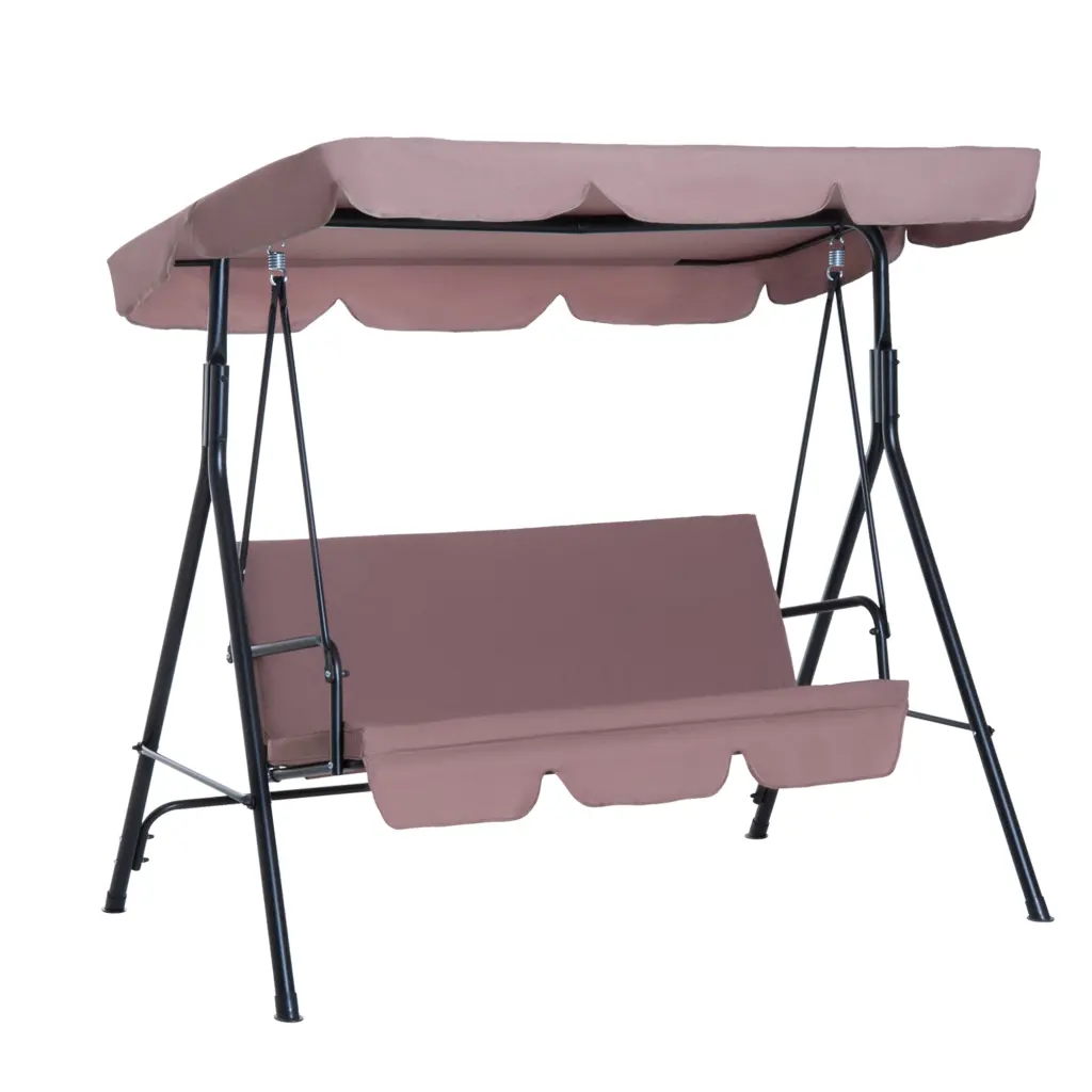 3 Seat Outdoor Patio Swing Chair Removable Cushion Steel Frame aosom business