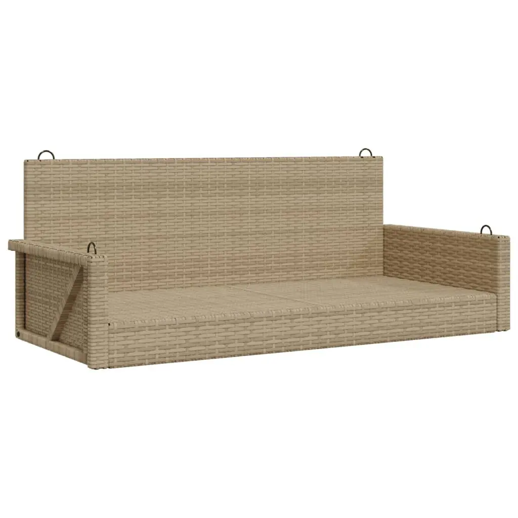 Swing Bench Beige 46.9x22x18.9 Inches Poly Rattan Outdoor Hanging Chair
