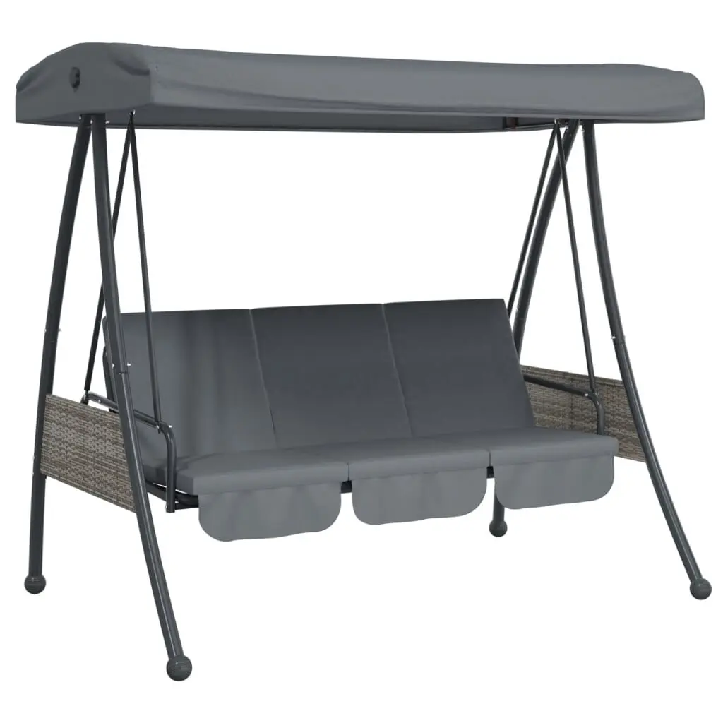 Patio Swing Bench Adjustable Canopy Dark Gray Steel Outdoor Furniture