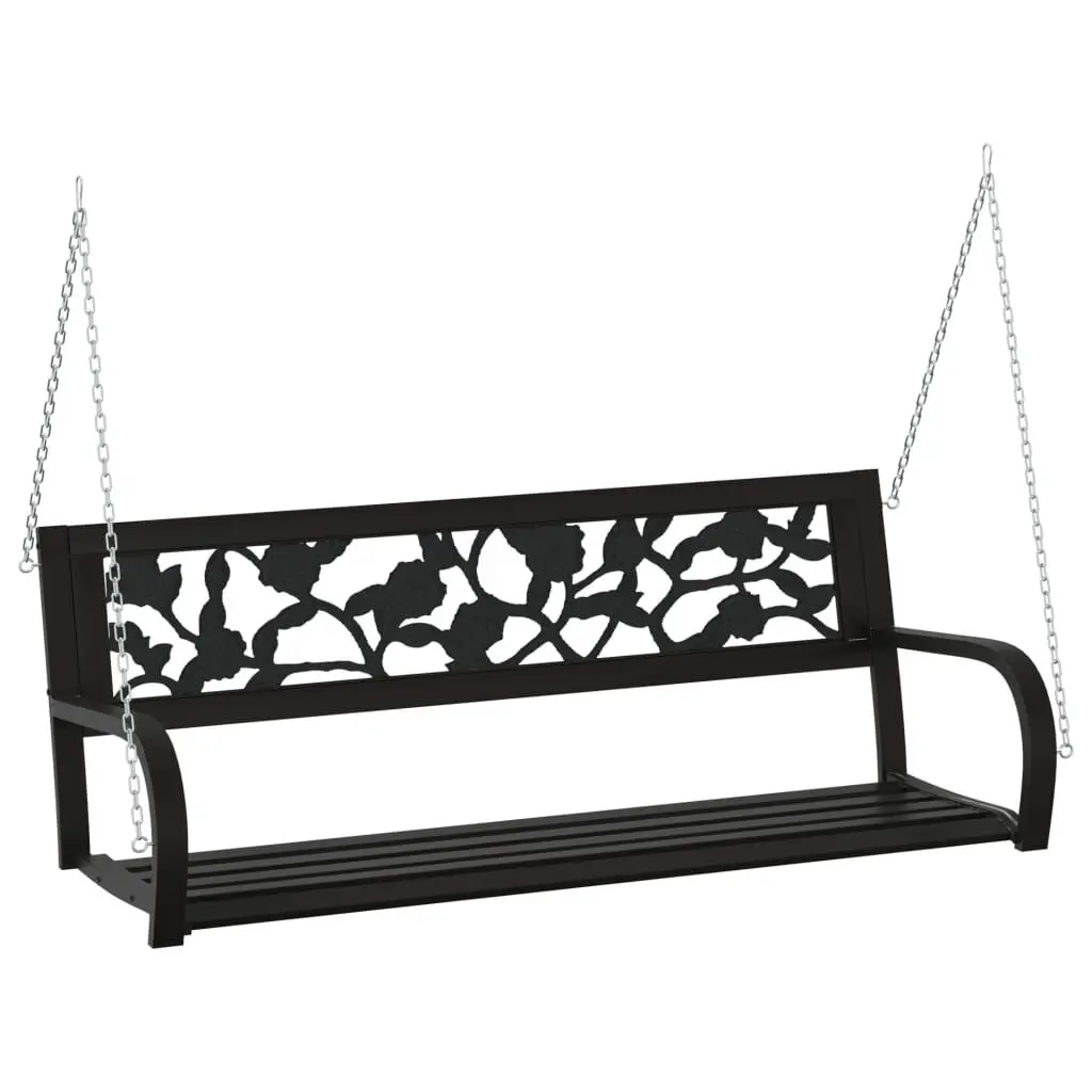 Patio Swing Bench 49.2 Inches Steel and Plastic Black Outdoor Garden Seat