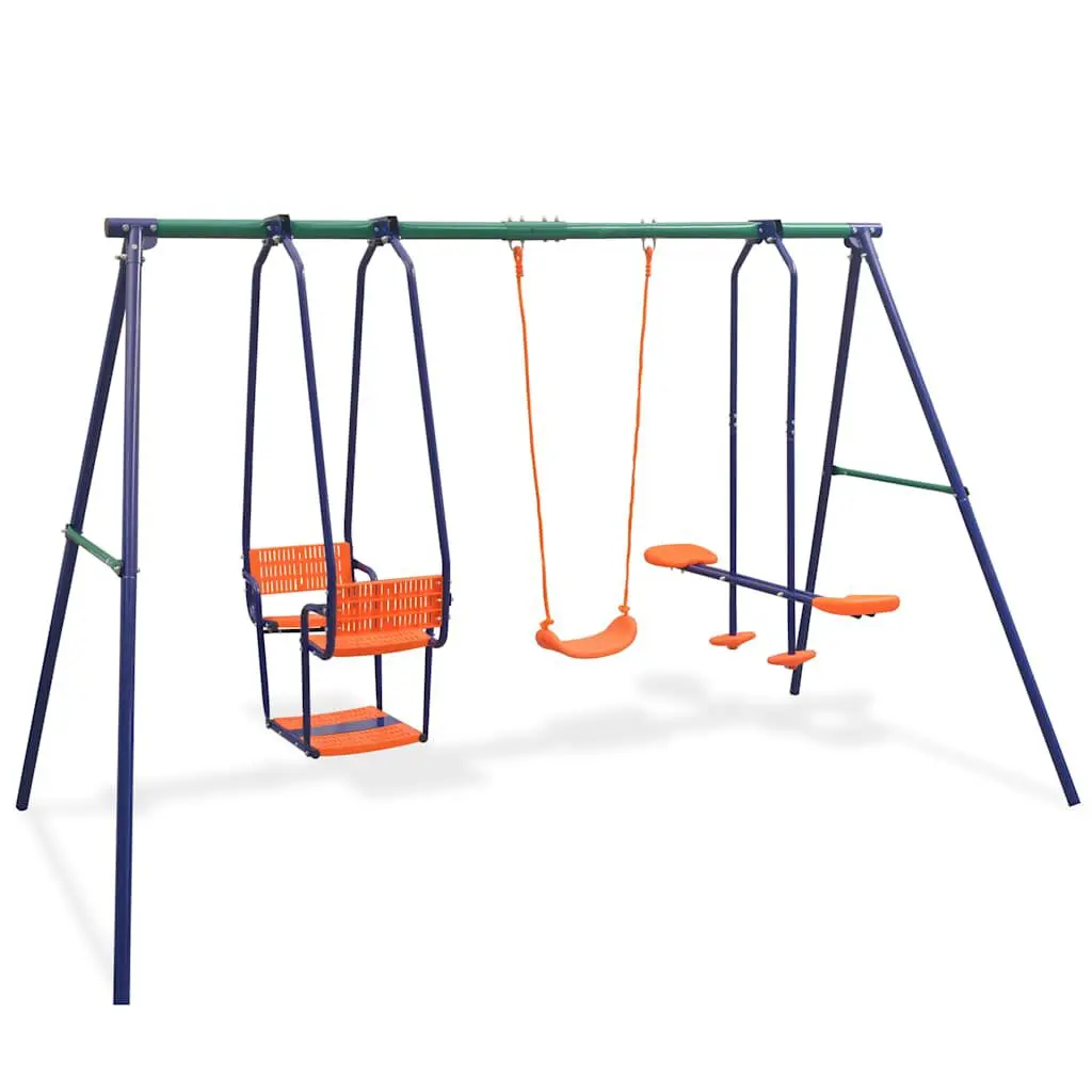 Swing Set 5 Seats Orange Outdoor Garden Swing Kids and Adults