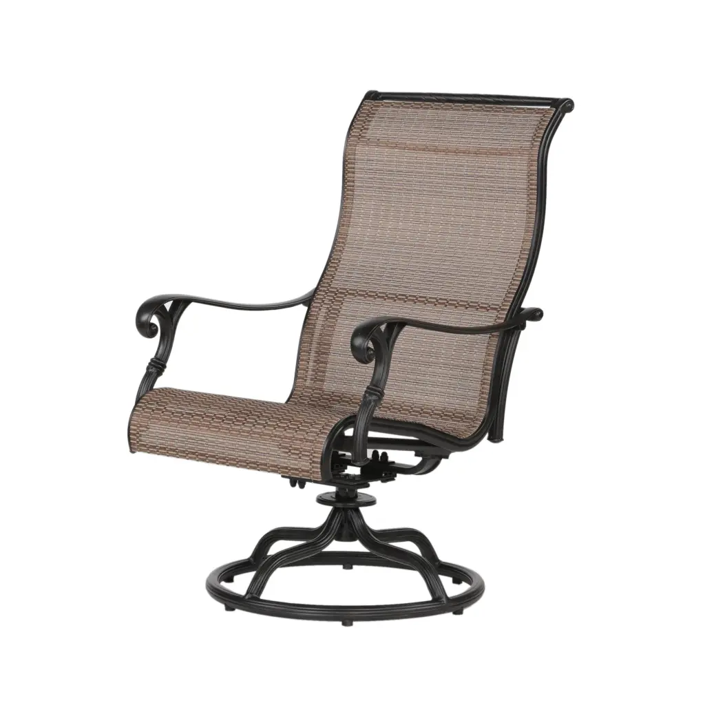 Patio Outdoor Sling Swivel Rocker Light Metal Frame All Weather Fabric gathercraft