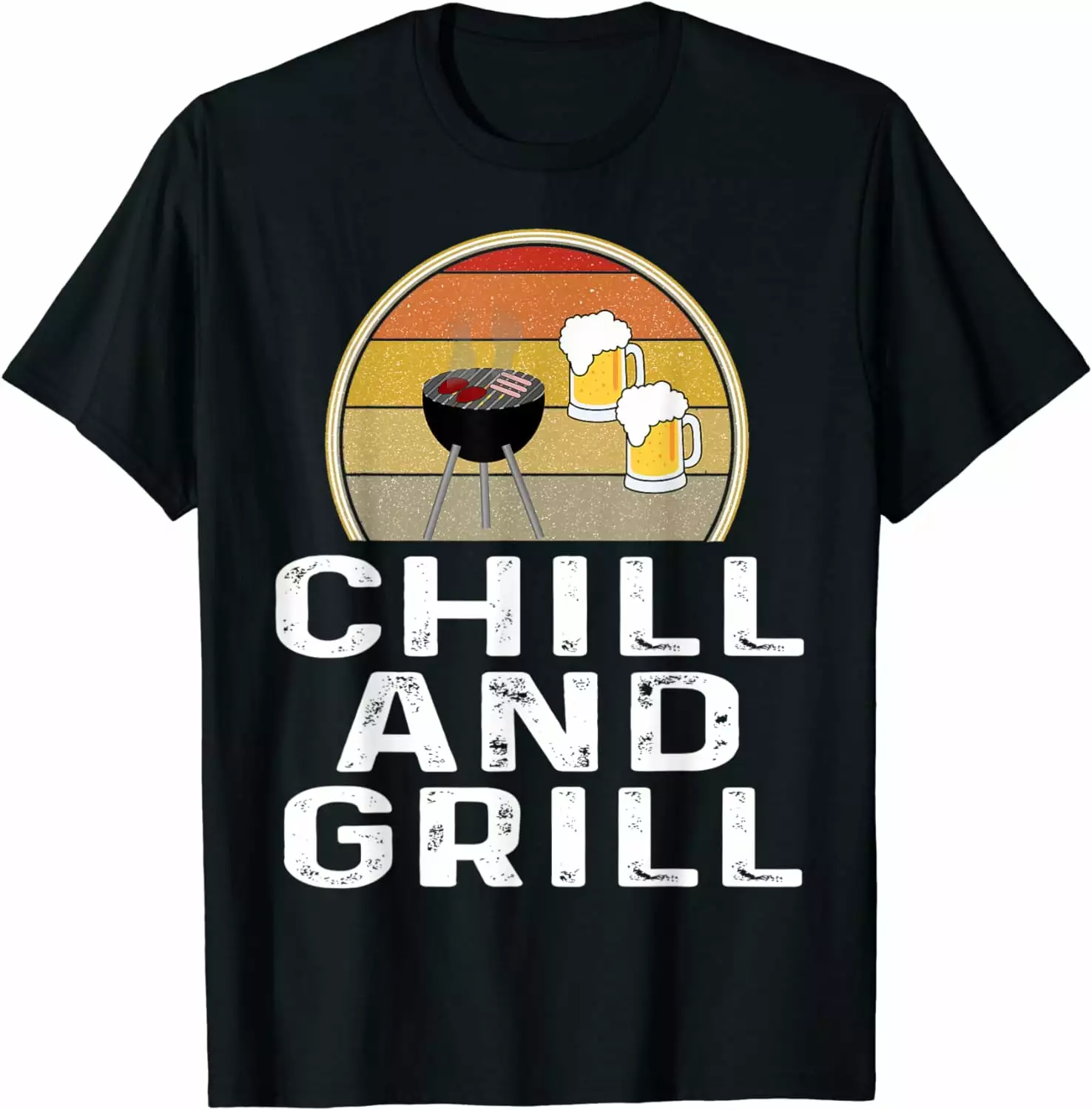 Funny Chill And Grill Charcoal Grilling Beer Mug Outdoor T-Shirt