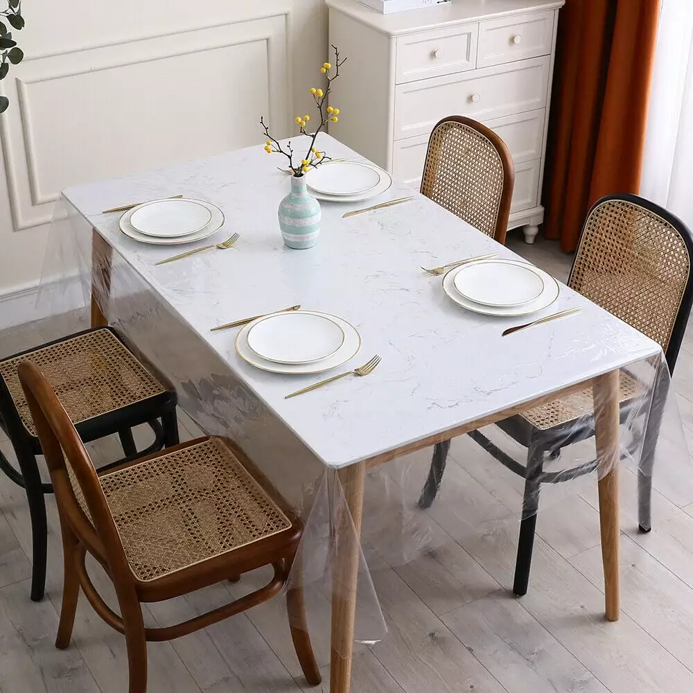 Clear Vinyl Waterproof Oil-Proof Tablecloth Protector 60X84 Inch M58
