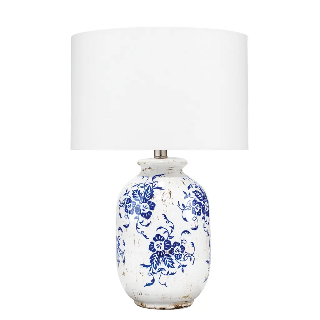Table Lamp Floral Pattern Ceramic Vase Base White Home Decor Lighting royal hampton