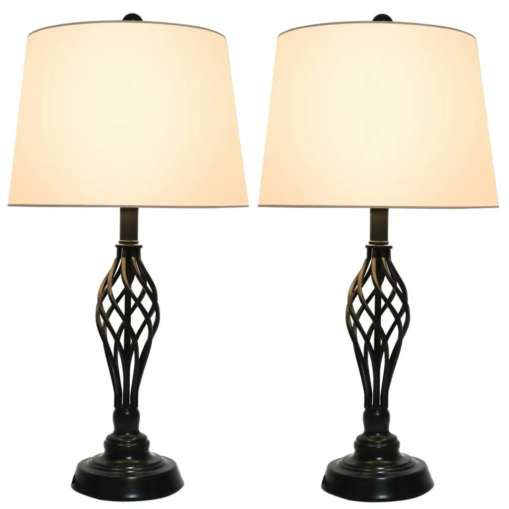 Wayshire 2PCS Farmhouse Table Lamps Bronze Retro End Table Lamps Pair