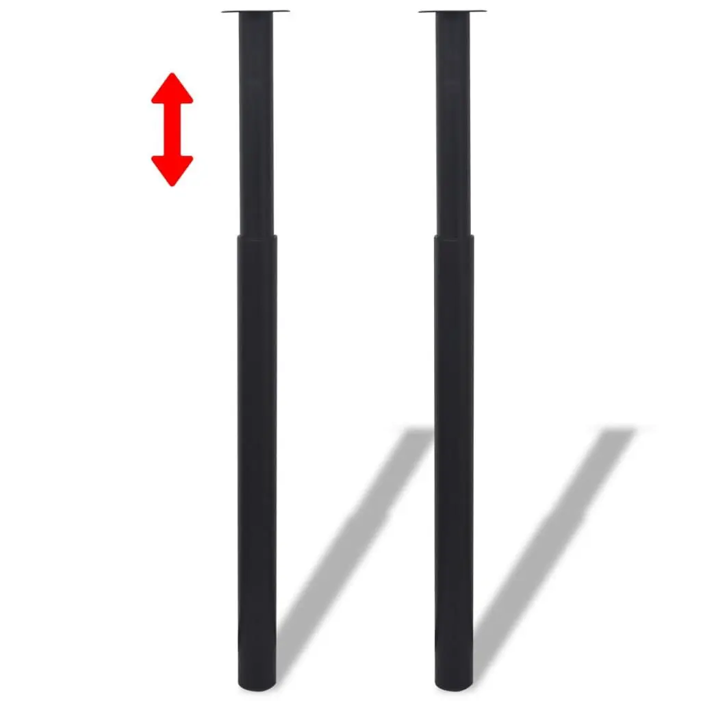 2 Telescopic Table Legs Black 28-43.3 Inches Adjustable Furniture Legs