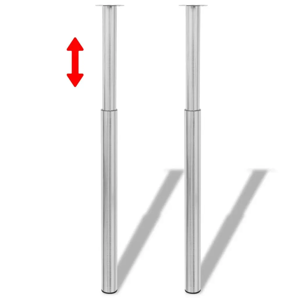 2 Telescopic Table Legs Brushed Nickel 28-43.3 Inches Adjustable Furniture Legs