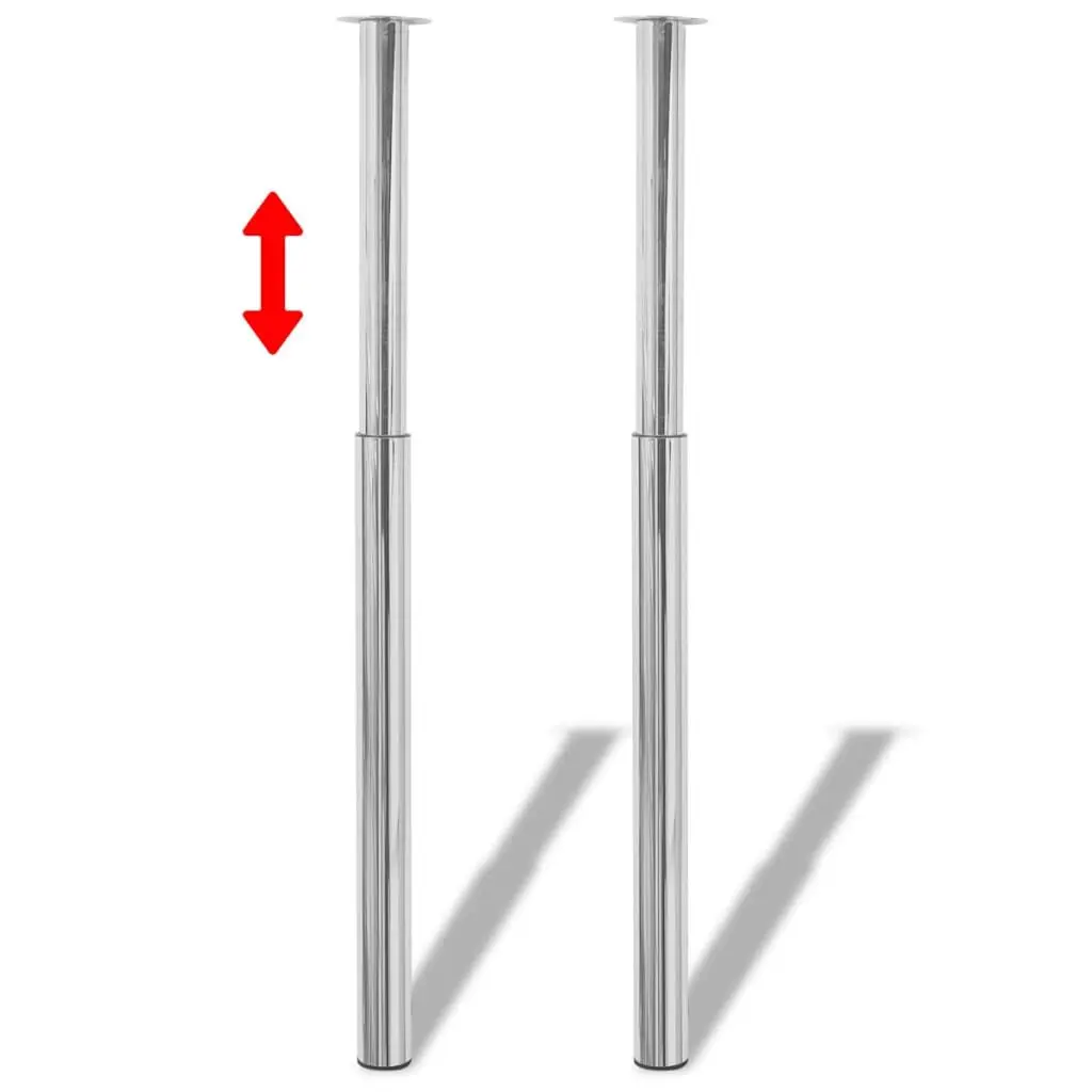 2 Telescopic Table Legs Chrome 28-43.3 Inches Adjustable Height