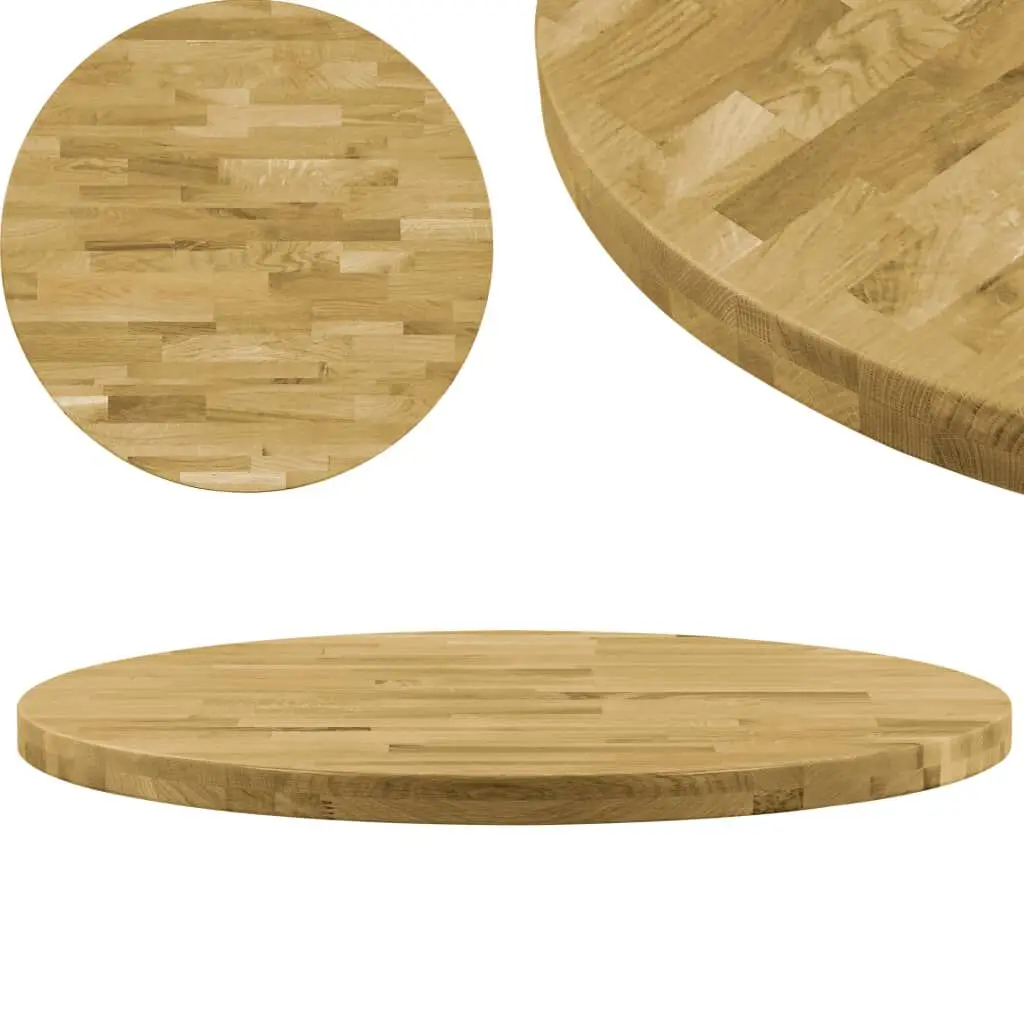 Solid Oak Wood Round Table Top 1.7 Inch Thick 15.7 Inch Diameter