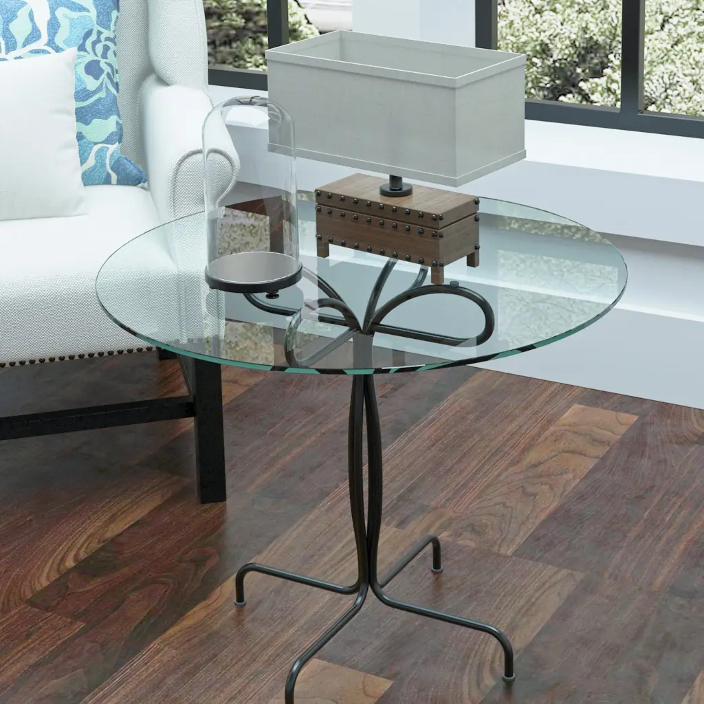 24 Inch Round Tempered Glass Table Top Clear 1/4 Inch Thick Floating Glass Shelf sya furniture