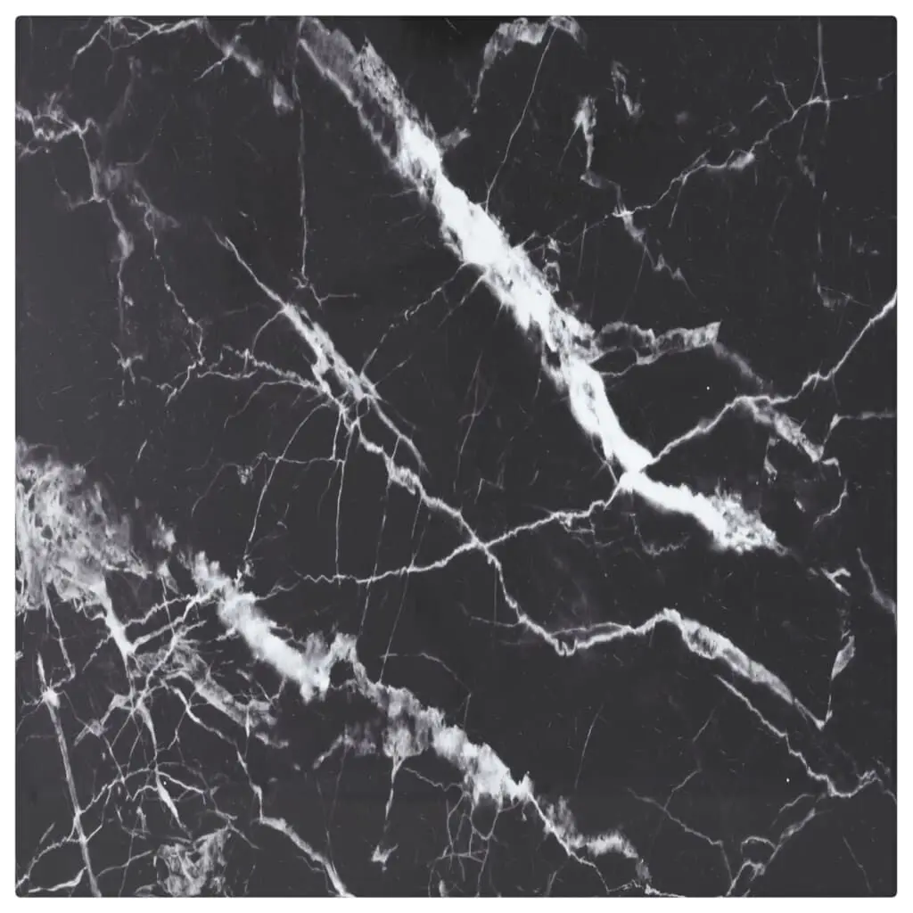 Table Top Black 15.7x15.7 Inches Tempered Glass Marble Design