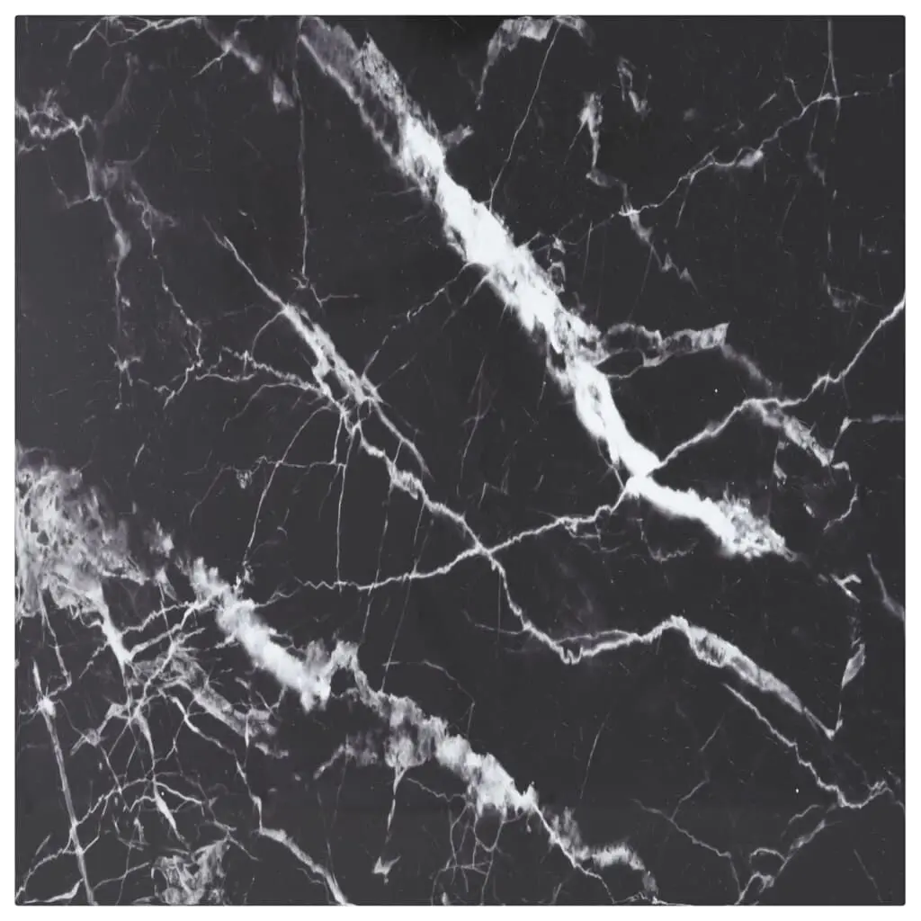Table Top Black 27.6x27.6 Inches Tempered Glass Marble Design