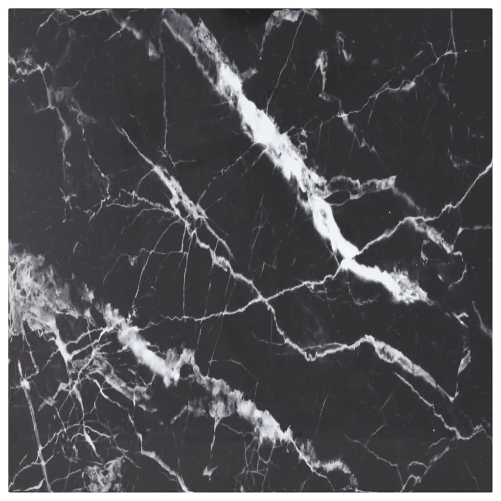 Table Top Black 31.5x31.5 Inches Tempered Glass Marble Design