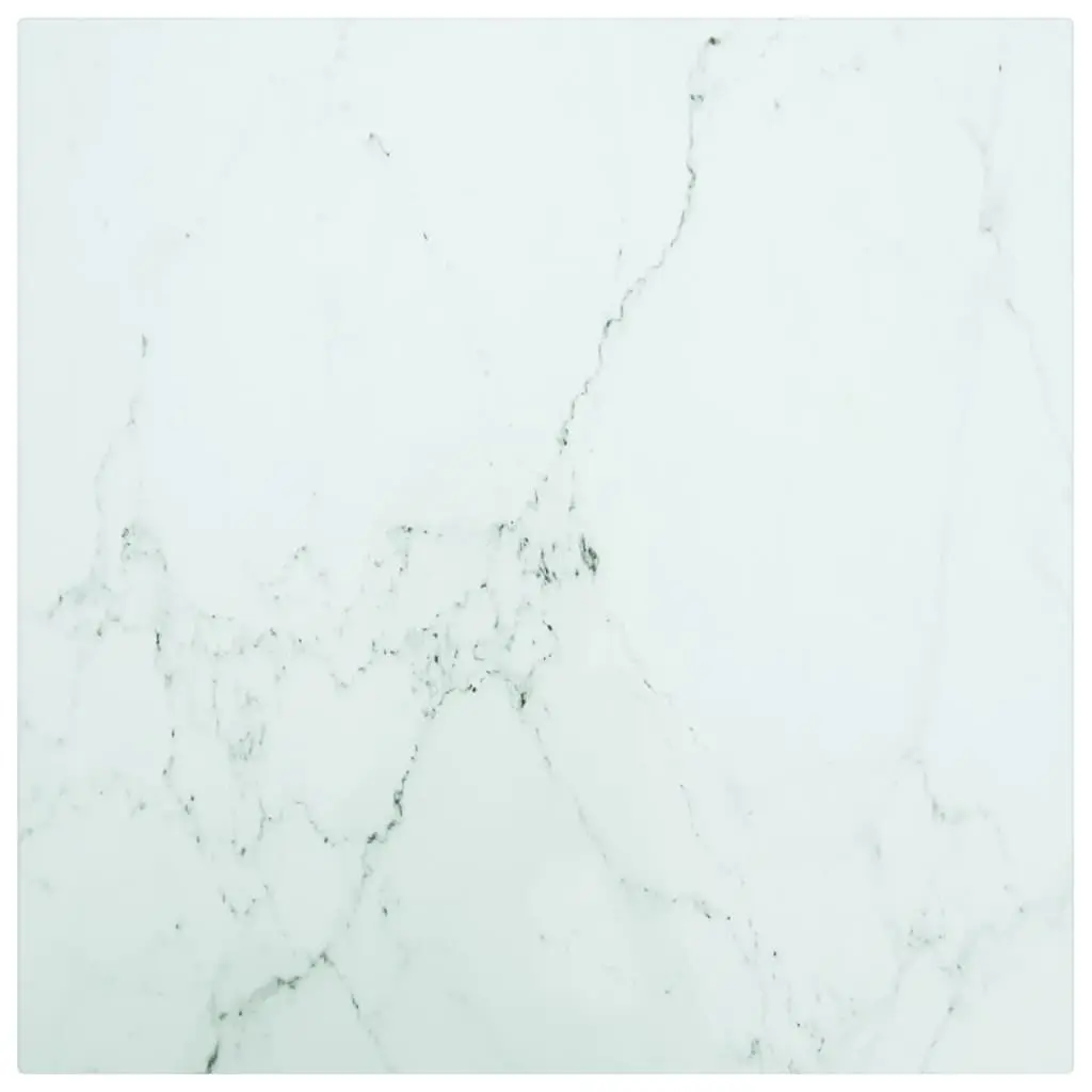 White Table Top 15.7x15.7 Inches 0.2 Inch Tempered Glass Marble Design