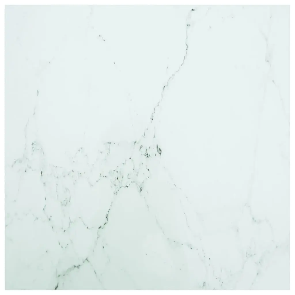 White Table Top 27.6x27.6 Inches 0.2 Inch Tempered Glass Marble Design