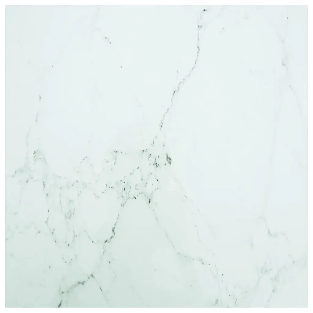 White Table Top 31.5x31.5 Inches 0.2 Inch Tempered Glass Marble Design